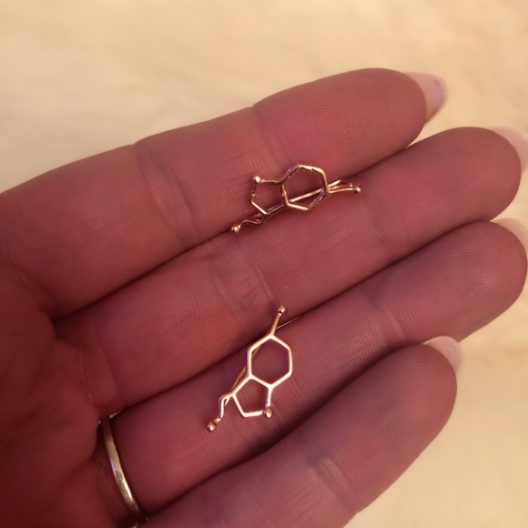 Serotonin Molecule Ear Climbers - Picture 3 of 6